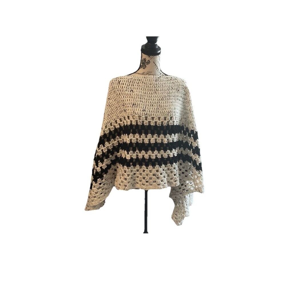 Handmade Grannie Square Poncho One Size Fairy Cottage Core Boho Chic Southwest